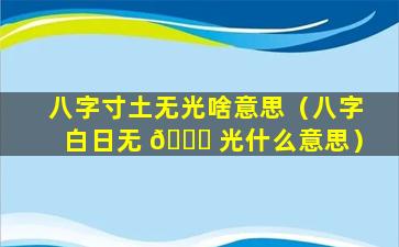 八字寸土无光啥意思（八字白日无 🐒 光什么意思）